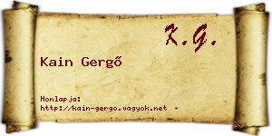 Kain Gergő névjegykártya